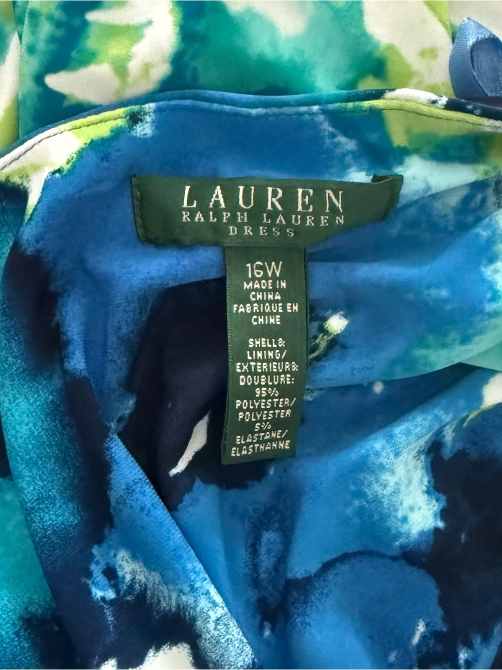 NWT Lauren by Ralph Lauren Blue & Green Floral V-Neck Sleeveless Dress! 16W NEW! - Picture 8 of 10
